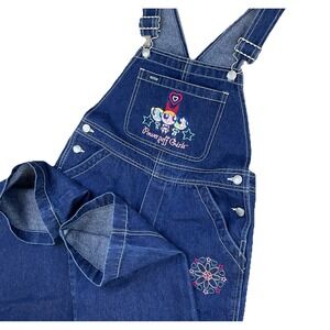 Vintage Powerpuff Girls Denim Overalls Sz L 10/12 Y2K 2000 Cartoon Network EUC